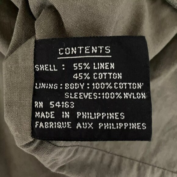 Vintage 90s JL Colebrook Olive Green Khaki Linen Field Jacket Chore Coat - Picture 8 of 9